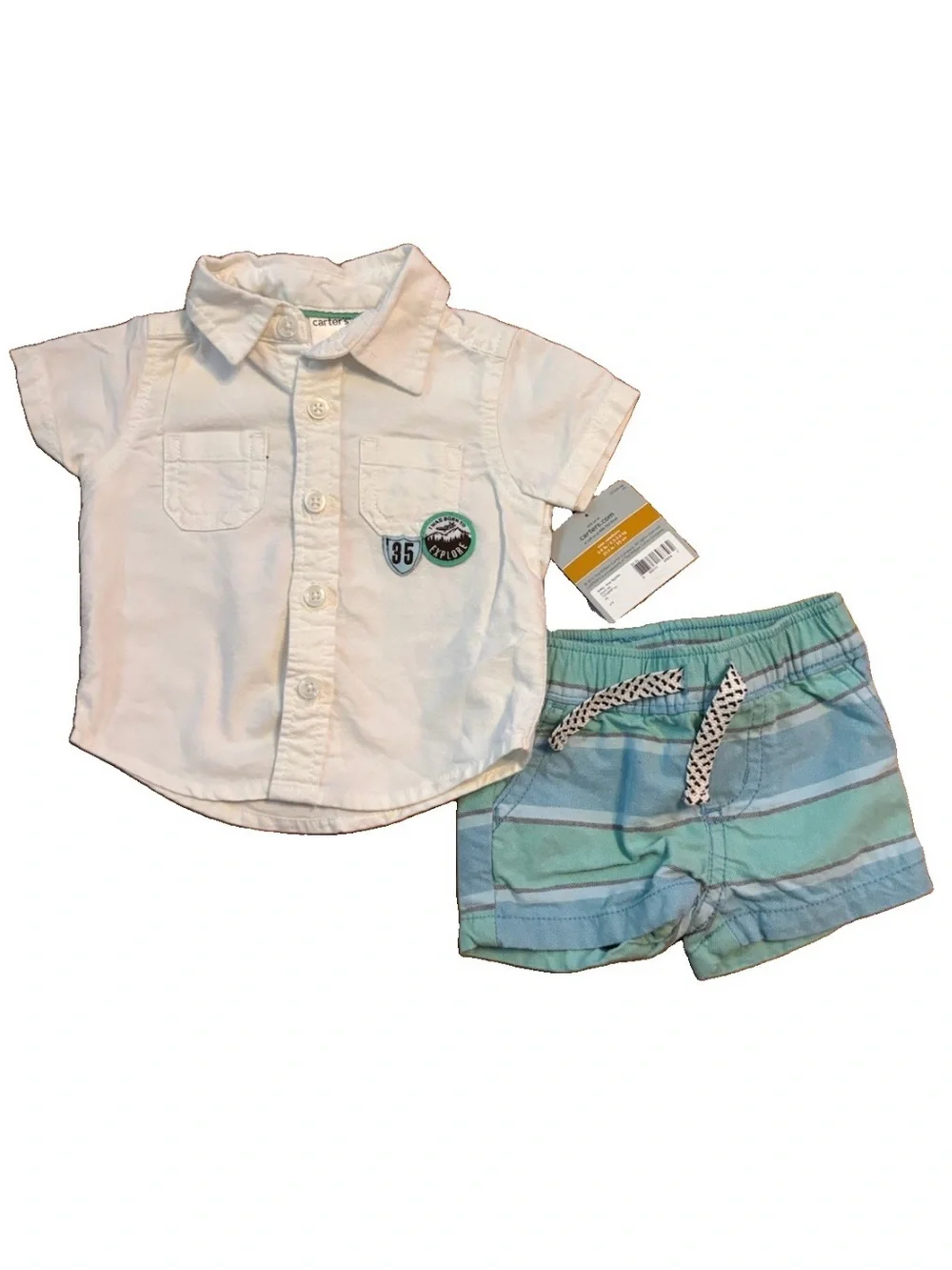Carter’s Baby Boys 2-Piece Woven Short Sleeve Button Up Shirt & Shorts Set - NB